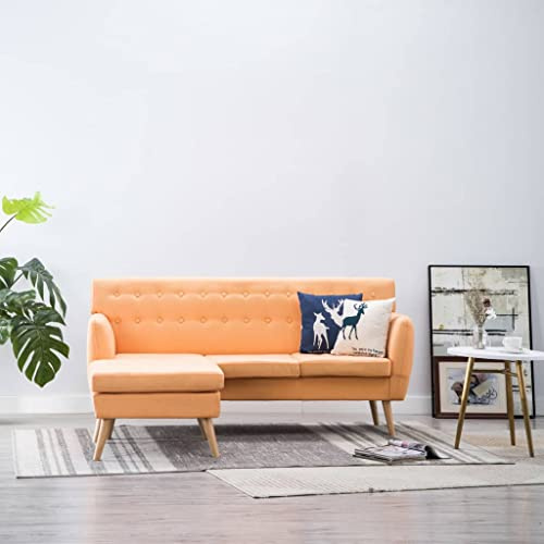 Owoxanthellate Ecksofa Orange 171,5x138x81,5 cm mit Chaiselongue Links/rechts MDF Holzrahmen Polyester Stoff Recamiere platzsparend für Wohnzimmer kleine Flure