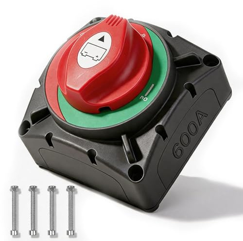 shengbowi 600A Batterie Trennschalter 1 Stück Akku Hauptschalter switch | 12V 24V 48V wasserdicht Hochstrom Batteriehauptschalter für Boot, Marine, LKW, ATV, Wohnmobil
