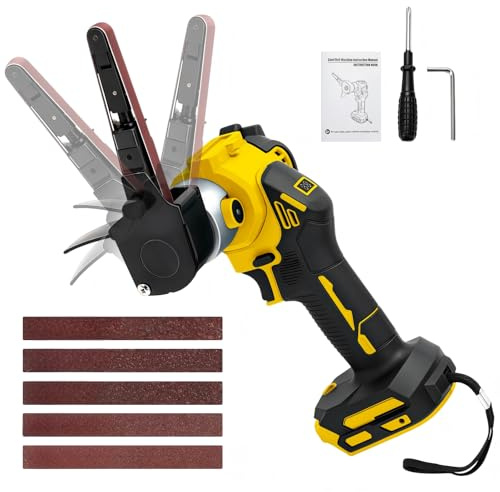 Levigatrice a nastro a batteria, 10 x 330 mm, per batteria Dewalt da 20 V (senza batteria) | Levigatrice senza spazzole, con 20 nastri abrasivi, angolo regolabile a 120°, display LCD, per legno e metallo