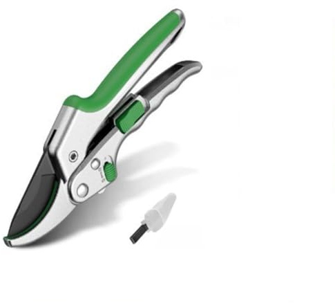 VRTYVEYBB Ergonomic Ratchet Pruning Shears with SK5 Steel Blade, Non-Stick Coating & Locking Mechanism for Effortless Branch Trimming and Garden Maintenance