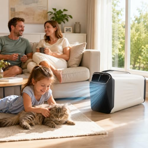 Aire Acondicionado Camping Portátil 5200 BTU, 12V/24V/220V, Enfriamiento Rápido, 3 Velocidades, Temporizador 24h, Aire Acondicionado Caravana para Tienda, Coche, Camión, Camper y Casa Silver-12V