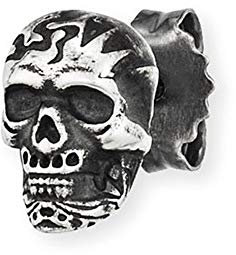 cai Herren Einzel-Ohrstecker 925/- Sterling Silber 1,0cm Oxidiert ohne Stein Silbergrau 132210508