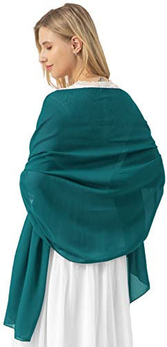 Bridesmay Damen Halstuch Sommer Schal Festliche Stola für Abendkleid Hochzeit Chiffon Silk Scarf Grün Dark Green M