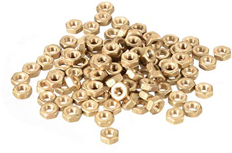 sourcing map 100 Stück Sechskantmuttern M3x0,5 mm Muttern mit metrischem Grobgewinde Messing