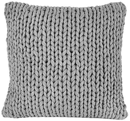 nielsen HOME Kissenbezug Marlin grob gestrickt, 50x50 cm, Hellgrau, 100% Baumwolle, Strick, Oekotex, Grobstrick, gemütlich modisch elegant, Dekokissen, Sofakissen