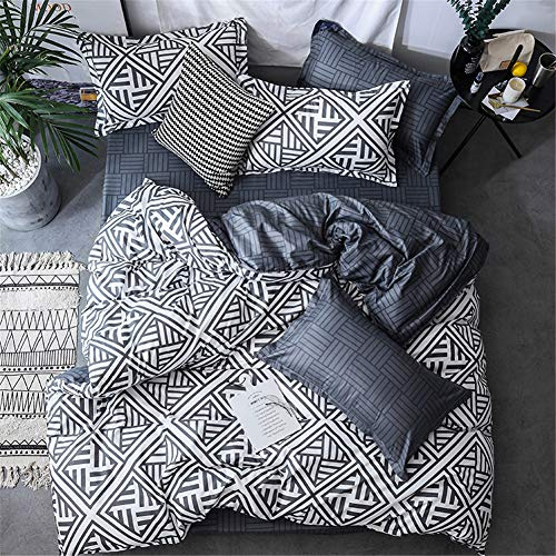 AYMAING Bedding Bettwäsche-Set - Mikrofaser Bettbezug und 2 Kopfkissenbezug 50x75 cm - Bettbezüge Set mit Reißverschluss (Grau Einfach,Einzelbett 135x200cm)