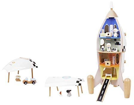 Classic World Spielzeug Rakete ab 3 Jahren, 69 cm hohe weiße Kinder-Rakete 12 Räume | Kinderspielzeug für Jungs und Mädchen