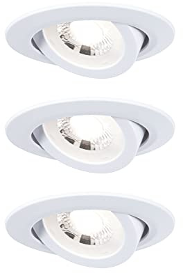 Paulmann 93388 LED Einbauleuchte Set schwenkbar Warmweiß rund incl. 3x6 Watt Einbaustrahler Weiß Einbaulampe Kunststoff Spot 3000 K