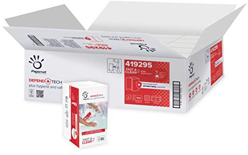 Papernet Defend Tech - Distributeur Antibactérien de Serviettes en Papier Pliées en V et C 416143, Plastique Recyclé Antibactérien, Capacité Maximale 2,5 Paquets, Dimensions 33,6 x 14,5 x 30cm, Blanc