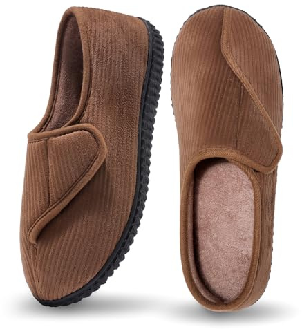 Git-up Chaussons Homme en Mousse à Mémoire Hiver Chaud Chaussures Intérieur Extérieur Semelle en Caoutchouc Antidérapante Maison Pantoufles, Chocolat 10