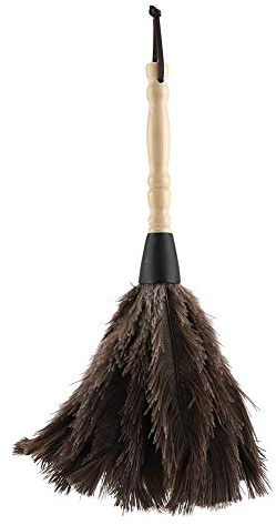 Duster, plumeau en plumes d'autruche, mini plumeau réutilisable lavable en plumes d'autruche pour livres clavier bureau maison, grand et doux et pelucheux (marron)