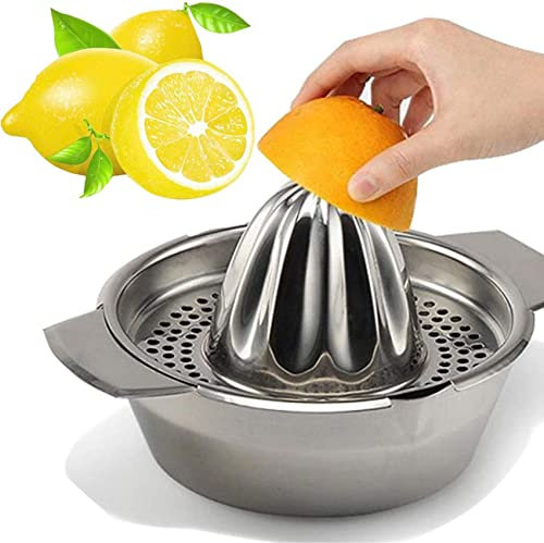 Presse Agrumes Manuel Citron Professionnel Inox Chaux Orange Juicer Couvercle en Acier Inoxydable Rotation Presse-Agrumes Tasse