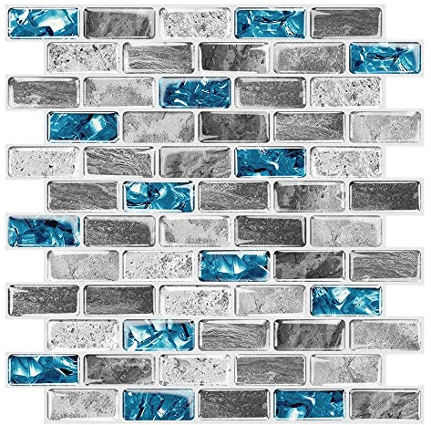 Highdi Panneaux muraux 3D, DIY Autocollant Mural Papier Peint Adhesif Mural Imitation Brique pour Salon,Bureau,Cuisine,Bain Balcon Décoration (5pc,Marbre 1)