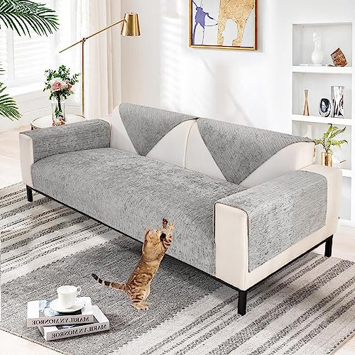 Aus Weichem Chenille Sofabezug 1/2/3/4 Sitzer L Form Sofa Couch überzug Ecksofa, Neue Universelle Rutschfeste Sofa Überwurf, Solide Dicke Strukturierte Sofaschoner für Wohnzimmer(Grau, 70x70cm)