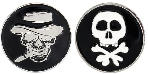 GOLTERS Golfball-Marker, doppelseitig, 4,9 cm, Flagge, Birdie-Ballmacher für Männer und Frauen, Golfer, markieren Sie die Position des Golfballs auf dem Putting Green (Totenkopf-Schwarz)