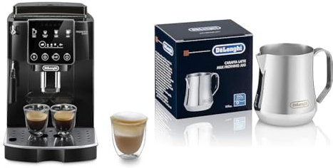 De'Longhi Magnifica Start ECAM222.20.B, Kaffeevollautomat mit Milchaufschäumdüse Milchkännchen DLSC060, 350 ml, Edelstahl