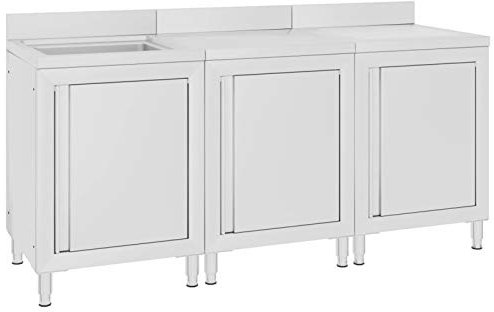Homgoday Mobiletto da Cucina con Lavandino in Aiaio Inox 180x60x96 cm, Mobili per Casa Interno Esterno Soggiorno Camera da Letto w