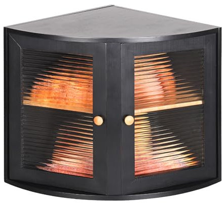 HOMEKOKO Scatola per pane angolare in bambù a doppio strato, per bancone della cucina, in legno vintage, grande capacità, per pane e alimenti (nero)