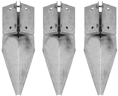3 x Fence Repair Post Holder 75mm posts Support Drive Down Spike Clamp Grip Galvanised for 75mm x 75mm (3) posts, Eliza Tinsley Swiftpost, Pack of 3