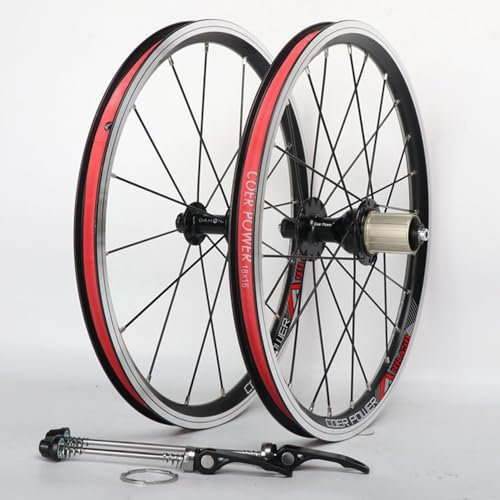 LSRRYD 16Zoll 349 Fahrrad Laufradsatz BMX Klapprad Vorderrad Hinterrad V Bremse Nabe Gedichteten Lagern Schnellspanner 8 9 10 11 Gang Kassette 21mm Felgen