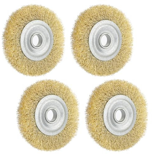 Fugenbürste 4er Set,Messingbürste,Weedbrush Zubehör,Stahldraht-Fugenbürste,Ersatzbürste Bürste,Drahtbürste,Messingbürste zur Fugenreinigung,10 cm Durchmesser,1.5 cm Breite (16mm Aufnahme, 4, stück)