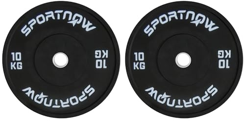 SPORTNOW Set di 2 Dischi Palestra da 10 kg, Dischi per Bilanciere e Manubri con Attacco Ø5 cm per Allenamento a Casa e Palestra, Nero