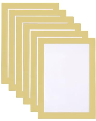 QUARKZMAN 6 Stück A5 Magnetrahmen, Info-Rahmen Selbstklebend Aufklappbarer Magnetrahmen mit Magnetverschluss, Bilderrahmen für Dokumente, Poster, Hinweise,Gold (20.5 x 15cm)