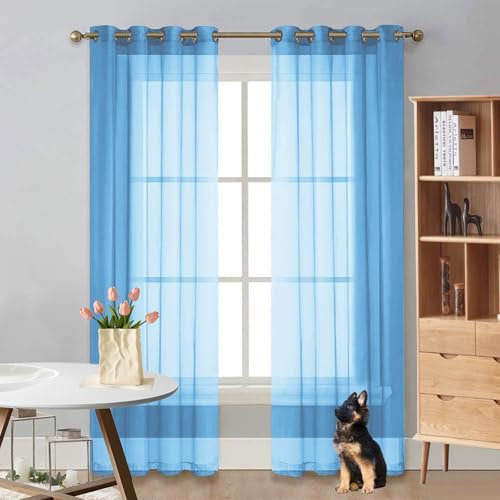 LIUNADM Verdunklungsvorhänge 250 x 230 cm Größe Und Farbe Wählbar Freihanddeko für Geburtstagsparty Hausbett Vorhang für Küche Wohnzimmer Landhaus, Himmelblau