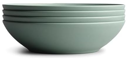 Year & Day Outdoor Set of 4 Unbreakable Lightweight Pasta Dinner Bowls, Plant Derived, Palm Green, 8.25 inch