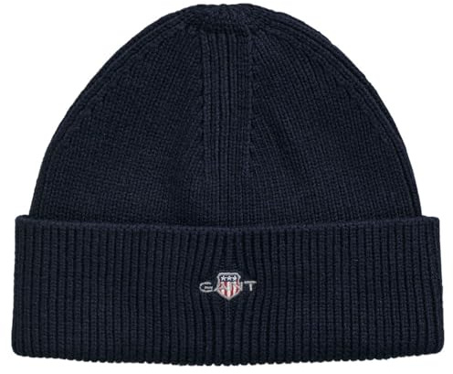 GANT Gorro Unisex para niños Shield Cotton Beanie, Azul Noche, Talla única