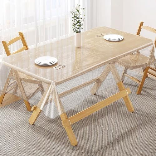 HENGBIRD Transparente Tischdecke, dick, 130 × 70 cm, Tischschutz, transparent, Tischschutz, geeignet für die Küche innen und außen