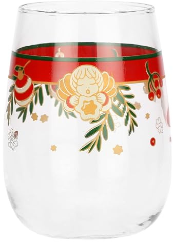 THUN, Lot de 6 verres à eau en verre, collection surprises de Noël, lot de 6 verres à eau de collection, idée cadeau pour Noël, 390 ml