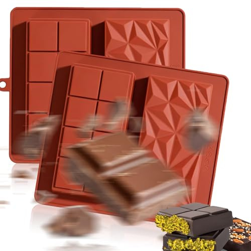 Dubaï Lot de 2 moules à chocolat en silicone profond sans BPA antiadhésif de qualité alimentaire pour chocolat, praline, bonbons