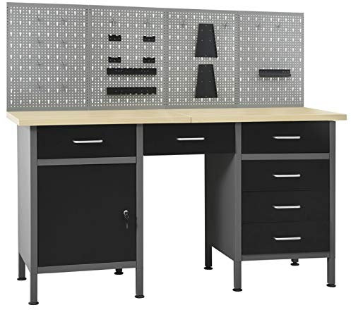 ShGaxin Werkbank mit 4 Werkzeugwänden, Werktisch, Arbeitstisch, Schweißtisch, Maschinenuntergestell, Spanntisch