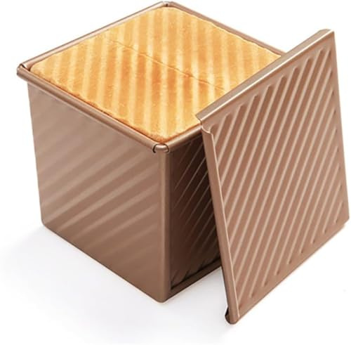XKONG Mini moule à pain avec couvercle, capacité de pâte de 0,2 kg, boîte à toast rectangulaire antiadhésive pour la cuisson au four, 9,9 x 9,7 x 11,2 cm, mini boîte à toast carrée pour pâtisserie