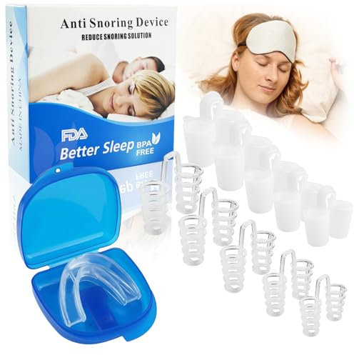 MeoZynxadril 10 Stück Schnarchstopper Set, Anti Schnarch Nasenspreizer mit Schnarchschiene, Nasendilatator Wiederverwendbares, Nasenklammer Schnarchen Stopper für Verbesserung der Atmung und Schlaf