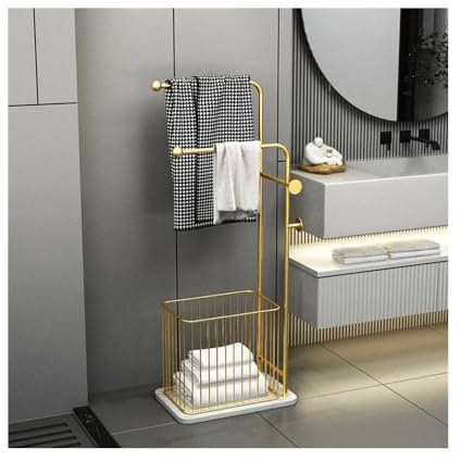 Stehender Handtuchhalter Bad Handtuchhalter Stand Handtuchhalter Nordic Eisen Bad Rack Wc Kleidung Lagerung Rack Freistehender Handtuchhalter für Badezimmer(Gold)