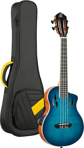 Ortega Guitars Tourplayer Series E-Akustik Tenor-Ukulele, Rigelahorn Blau | Nylonsaiten, Ahorn-Decke & massiver Okoume-Korpus mit Aussparungen, Hochglanz, inkl.TourPlayer-Gigbag, RTPX-U-FMA