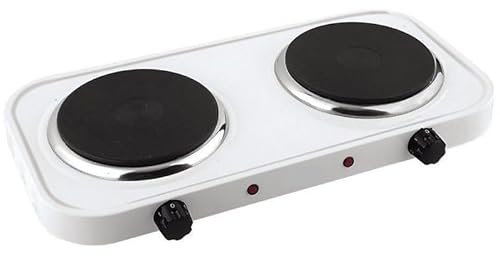 SVE Hornillo eléctrico doble Cocina Eléctrica Portátil 2 Fogones 2000W de Potencia - Protección Sobrecalentamiento - Recubrimiento Antiadherente - Fácil de Utilizar - Placa Inducción Portátil