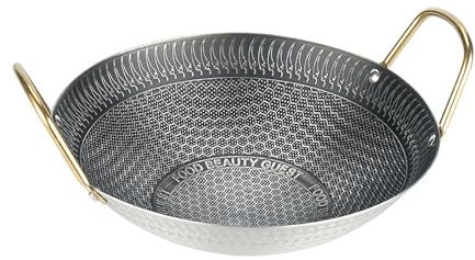 LOVIVER Kadhai Hotpot Pot mariscos de mariscos Redonda Wok sartén fría Bote Seca para freír Verduras al, Diámetro 24cm