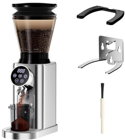 GZPKJ Moulin À Café Conique, Moulin À Café Électrique, Écran Numérique Et Tactile, Sélection De Temps De 1 À 40 Secondes, pour Presse Française, Café Filtre Et Expresso, Moulin À Café Professionnel