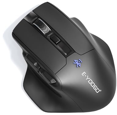 Ratón Bluetooth grande para manos grandes – 4800 DPI ratón inalámbrico con trimodo (Bluetooth 5.0/4.0+2.4G), conecta hasta 3 Mac, ratón ergonómico inalámbrico grande para ordenador portátil, PC, color