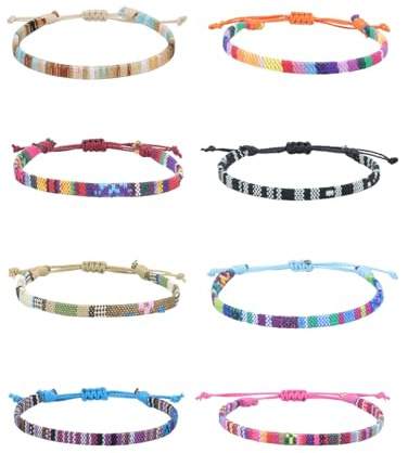 TPZORJX 8pcs Pulseras Náuticas Trenzada, Surf Pulsera Cuerda Ajustable Hecha a Mano, Pulseras de amistad de tela trenzada, pulseras trenzadas geniales para Hombres Mujer Niños Surfista Pareja