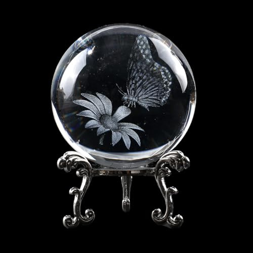 CREATCABIN 60mm Kristallkugel Reflektierende Glaskugeln Funkelnd Klar Mit Ständer Handgefertigte Fotografie Requisite Für Magische Aufnahmen Elegantes Party Dekor Für Zuhause Wahrsagerin 6x6cm