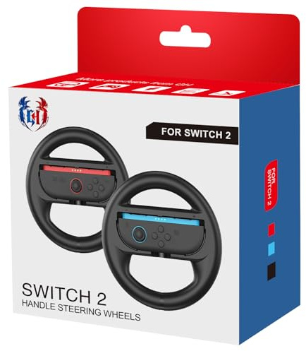 GH Switch 2 Steering Wheel for Mario Kart World, Mario Cart Racing Wheel Accessories Compatible with Nintendo Switch 2, Joy Con Games Controller (Black x2)