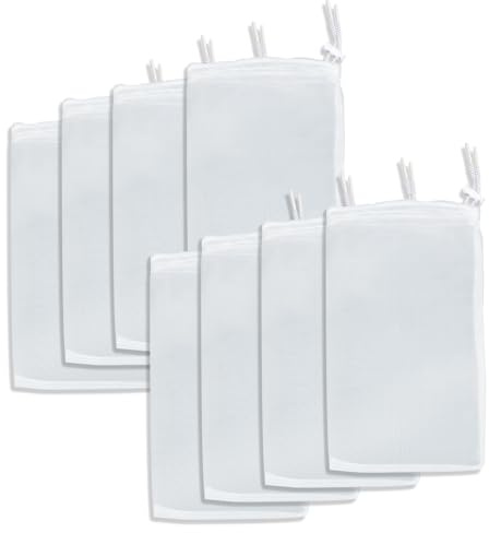 Pawfly 8 Pack di Sacchetti di Materiale filtrante per acquari, Sacchetto a Rete Extra fine per acquari con Coulisse 150 Micron Sacchetto a Rete per resine Fini (20 x 30 cm)
