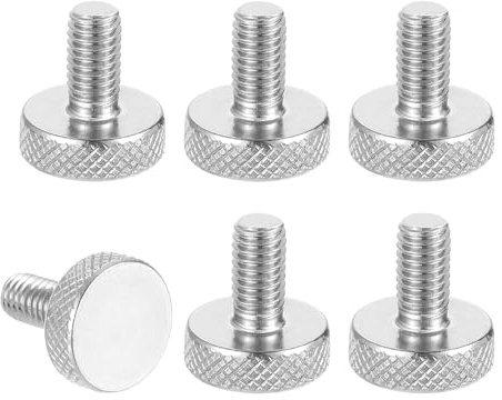 sourcing map M6x14mm Knurled Thumb Screws, 304 Stainless Steel Flat Head Thumb Screws Metric Diamond Knurled Head Bolts Grip Knobs Hand Tighten Thread Fasteners, 14mm Dia. 6 Pcs