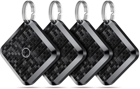 Smart Tracker Tag 4 Pack localizador Buscador Compatible con la aplicación Buscar de Apple (Solo iOS) Tag localizador para localizar Llaves,Mochilas,Carteras y equipajeBatería Reemplazable, Negro