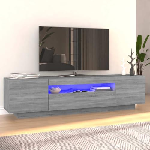 Générique Meuble TV avec lumières LED Sonoma Gris 160x35x40 cm,Meubles,Meubles TV,Gris,29.92 KG,815727