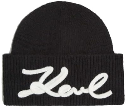 KARL LAGERFELD Mütze aus Wolle mit Logo K/Signature, Schwarz